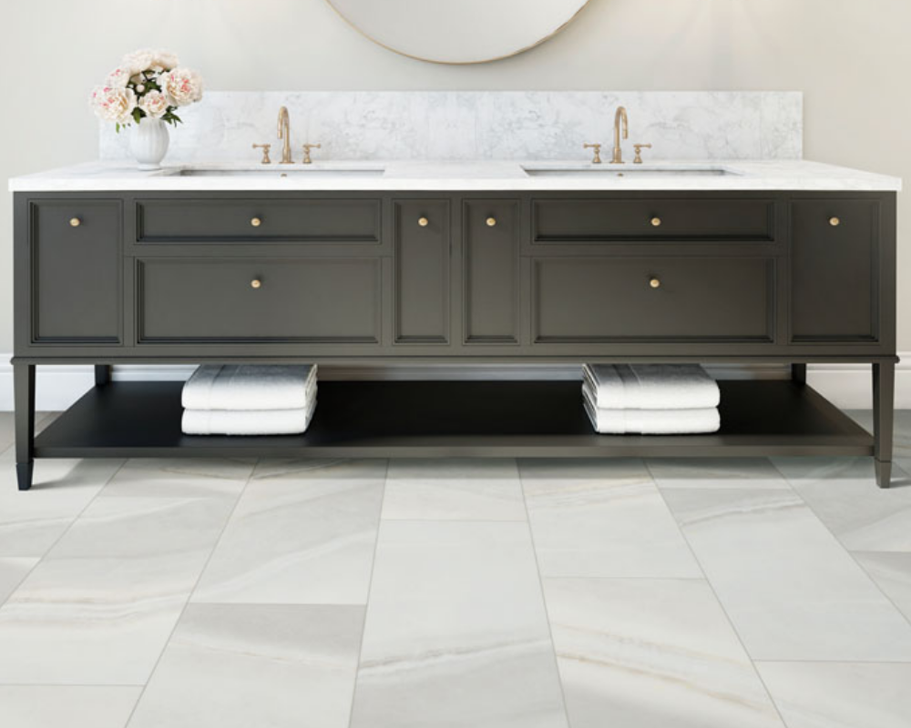 Bathroom with tile flooring 