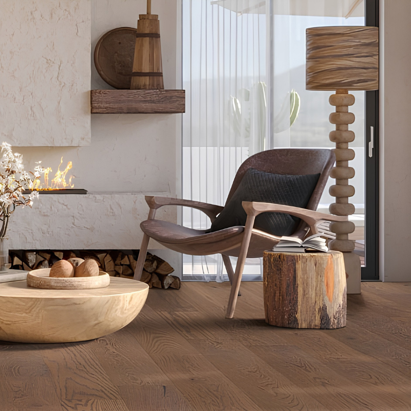 Living area with hardwood flooring 